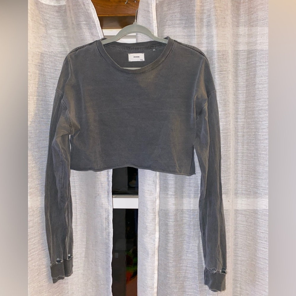 Joah Brown Distressed Long Sleeve Crop